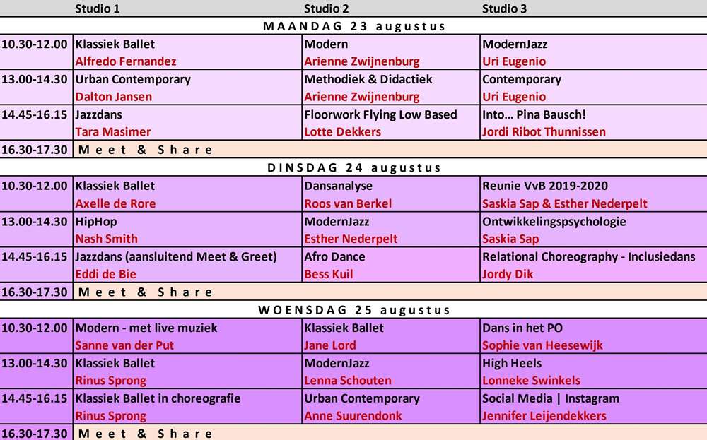 Zomerdansimpuls 2021 rooster