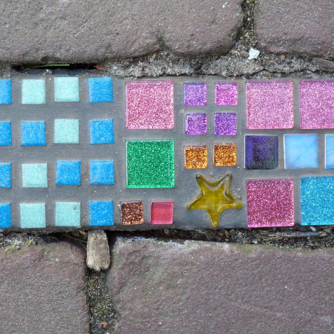 Mozaiek blauw paars bij lkca
