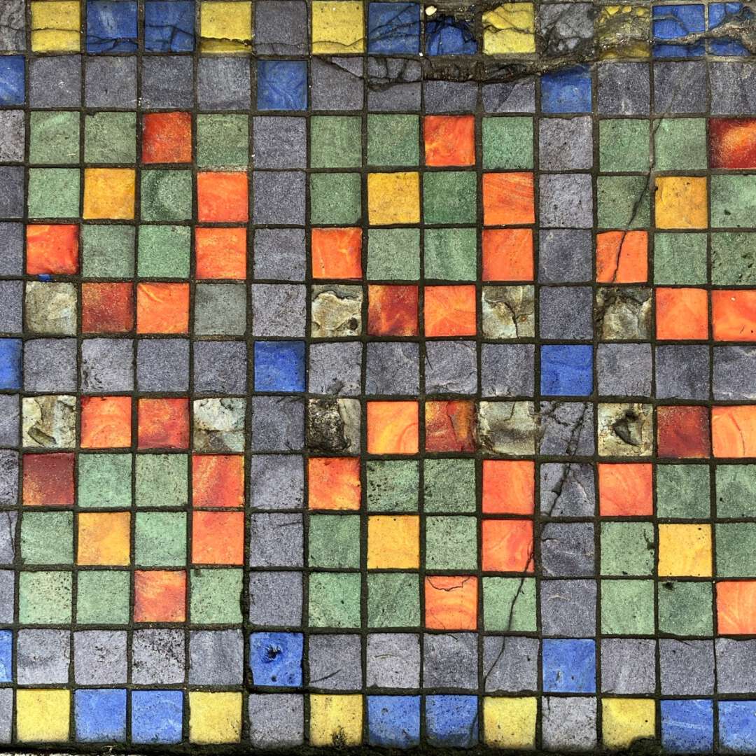 Oranje blauw groen geel mozaiek